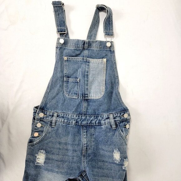 Chelsea & and Violet GIRL'S Bib Blue Denim Overalls Distressed Size XL Pocket - Picture 1 of 12